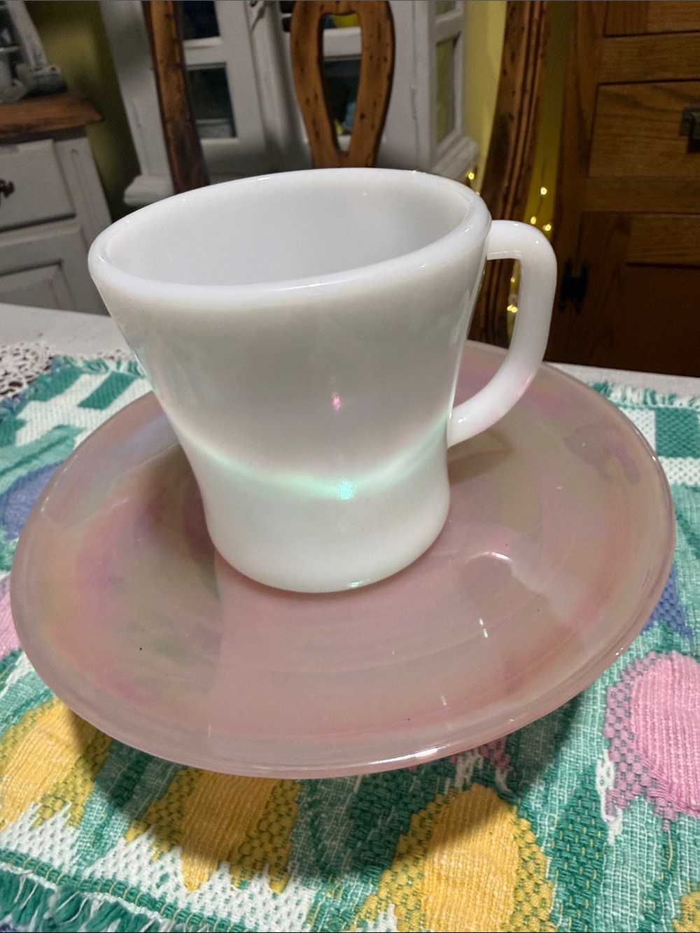 Federal d handle White Milk Glass Coffee Mug